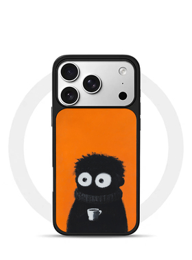 ins咖啡黑色小人黑边电镀银磁吸适用苹果iPhone17promax手机壳1615pro小米1415Pro华为mate60p70三星S23防摔