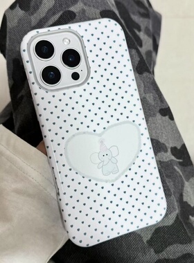 ins风波点小象适用于iPhone16Promax13pro手机壳菲林创意13小众15plus硬软壳11高级感14苹果14pro二合一78xs