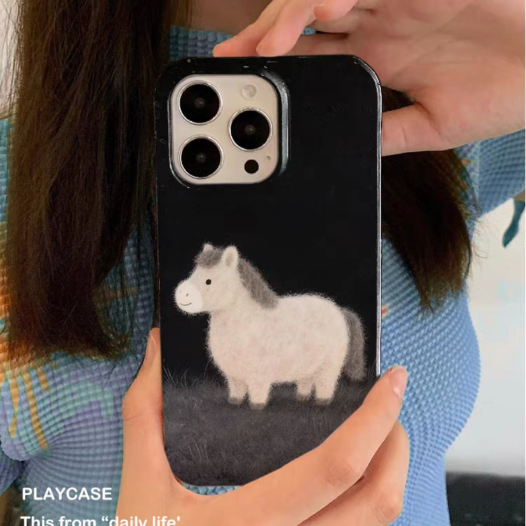 适用iPhone17promax苹果14小米15新款mate70华为p70nova13荣耀200手机壳opporeno14软壳vivox100毛茸茸小马