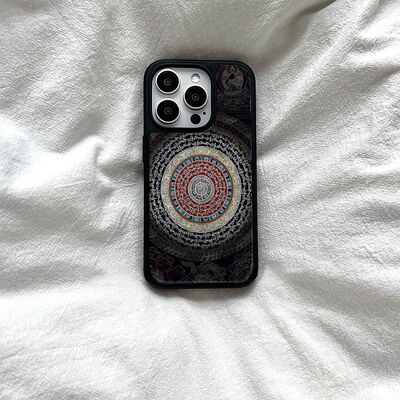 原创复古梵文亚克力黑边磁吸适用苹果iPhone16promax手机壳15pro小米14Pro保护套华为mate7060防摔三星S23
