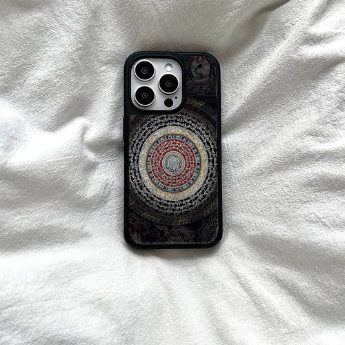 原创复古梵文亚克力黑边磁吸适用苹果iPhone16promax手机壳15pro小米14Pro保护套华为mate7060防摔三星S23