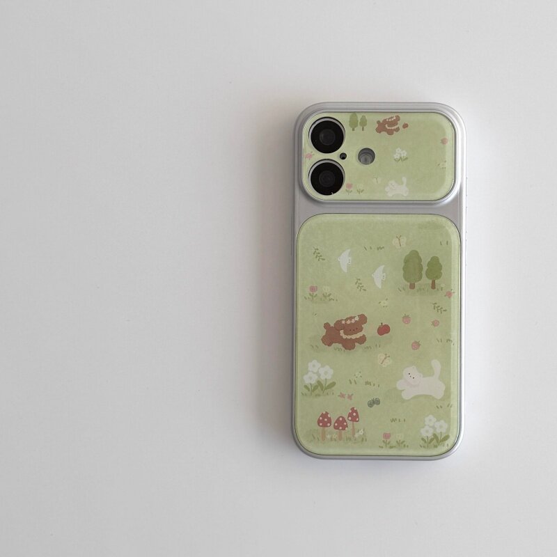 ins古早草地小狗大视窗磁吸全包精孔手机壳适用苹果iPhone17promax高级感保护套小众16plus15pro14防摔13pro
