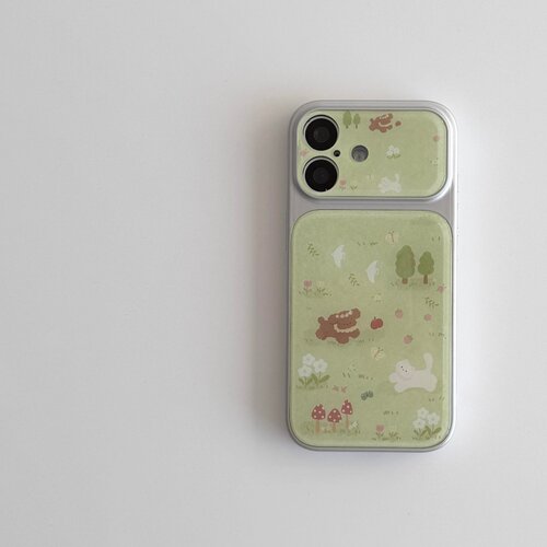 ins古早草地小狗大视窗原创全包精孔手机壳适用苹果iPhone17promax高级感保护套小众16plus15pro14防摔13pro