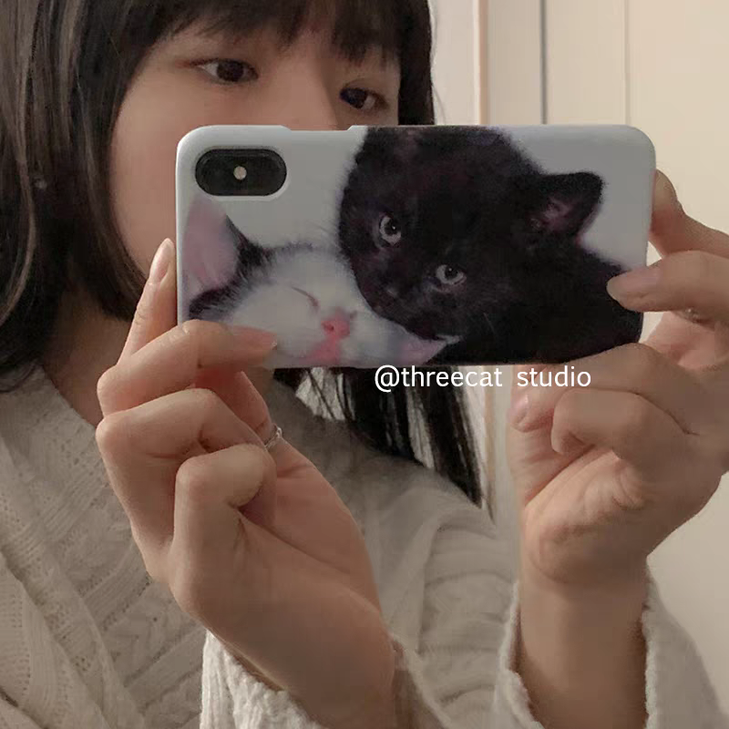 韩国ins风小众一对可爱猫咪博主同款菲林16手机壳适用于苹果iphone16Promax/15pro保护套14/13/12/11硬XSMAX