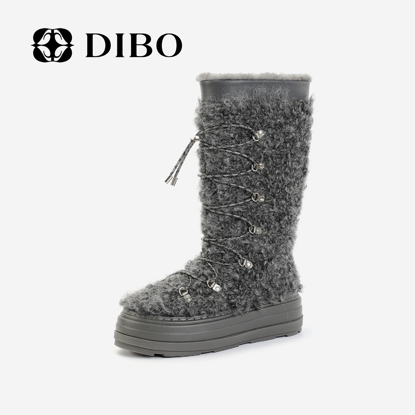DIBO碲铂商场同款2025年冬季新款羊毛保暖棉鞋百搭雪地靴长靴女