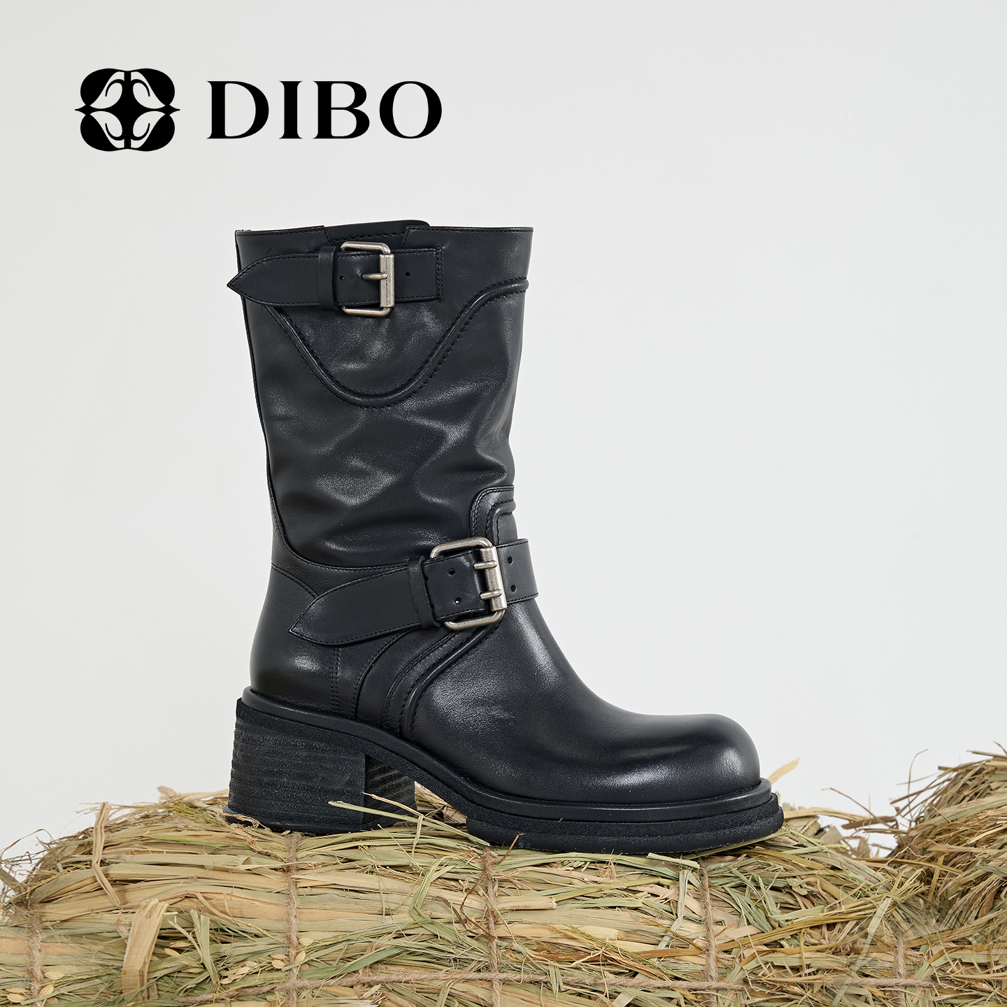 DIBO碲铂商场同款复古西部中筒靴