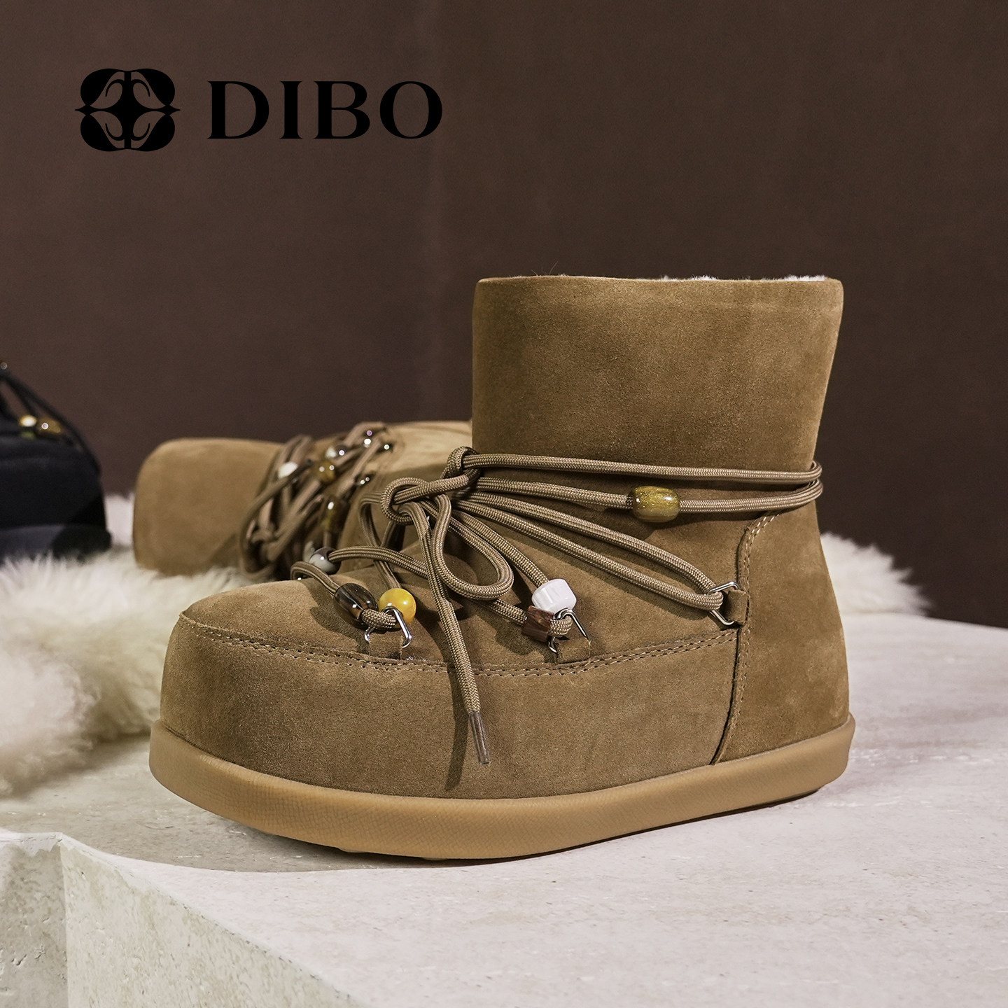 DIBO碲铂复古加厚保暖棉鞋女
