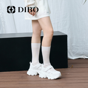 小白鞋 DIBO碲铂百搭魔术贴休闲鞋 增高厚底松糕鞋 新款 女 女2026春季
