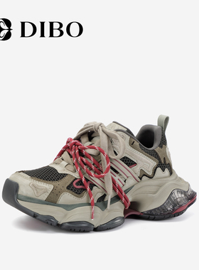 DIBO碲铂复古做旧擦色老爹鞋2025年秋季新款增高厚底休闲鞋女鞋