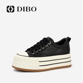 厚底增高休闲运动鞋 DIBO碲铂百搭时尚 新款 2024年春季 女 黑色板鞋