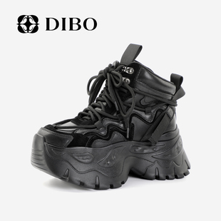 增高厚底加绒棉鞋 新款 女 2025年冬季 DIBO碲铂百搭加绒高帮休闲鞋