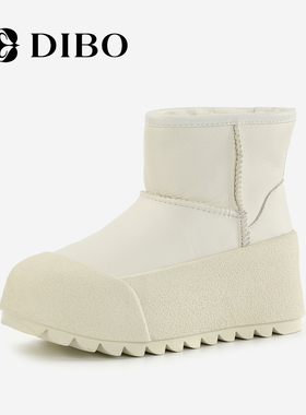 DIBO碲铂商场同款2025冬季新款纯色百搭雪地靴女羊毛保暖短靴女