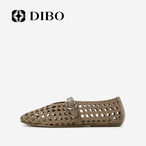 DIBO商场同款编织玛丽珍凉鞋