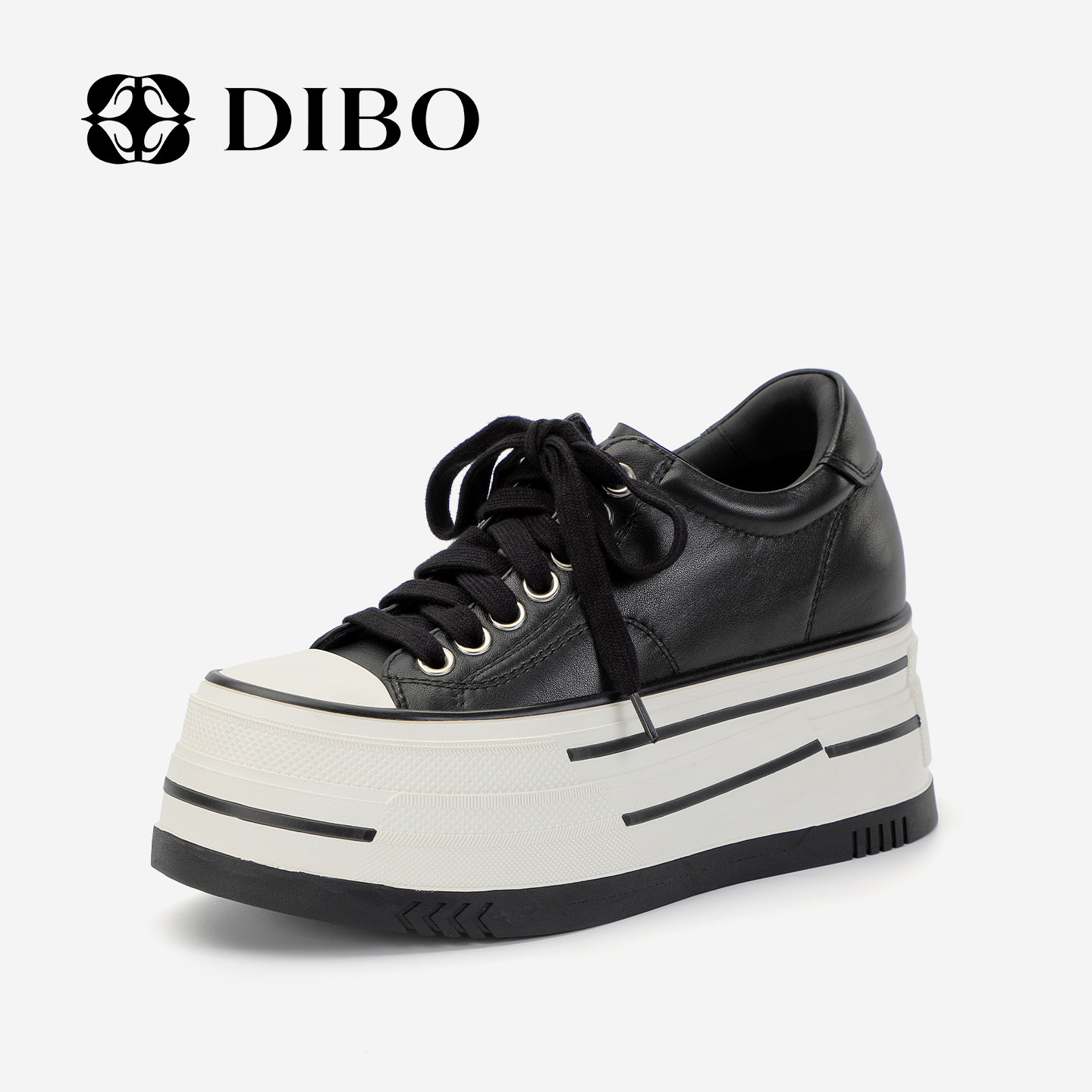 DIBO碲铂商场同款2025年秋季新款时尚厚底真皮板鞋女系带休闲鞋女,女鞋,休闲板鞋,淘宝优惠券,粉丝福利购,淘宝优惠卷