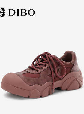 DIBO碲铂潮流复古运动厚底鞋女2025年秋季新款百搭增高休闲鞋女