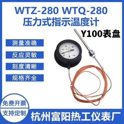 杭州富阳WTZWTQ-280小表盘Y100压力式温度计超高温瞬时灭菌杀菌机