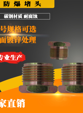 防爆堵头4分6分1寸 M20*1.5 NPT仪表密封头堵头碳钢镀锌