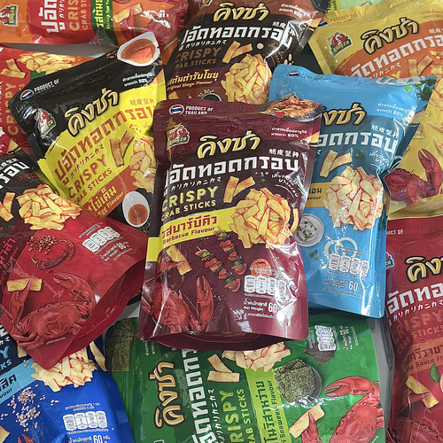 Kingza泰国代购脆皮蟹柳棒薯片薯条香辣螃蟹味薯条低卡休闲零食