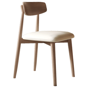 中古实木餐椅北欧简约原木餐桌椅日式极简侘寂风靠背椅奶油风座椅