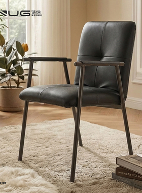 诗纳SUNG丨现代简约皮质餐椅金属框架可调节软包坐垫家用餐厅椅子