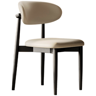 北欧设计师实木餐椅家用简约现代中古侘寂风餐桌椅意式极简靠背椅