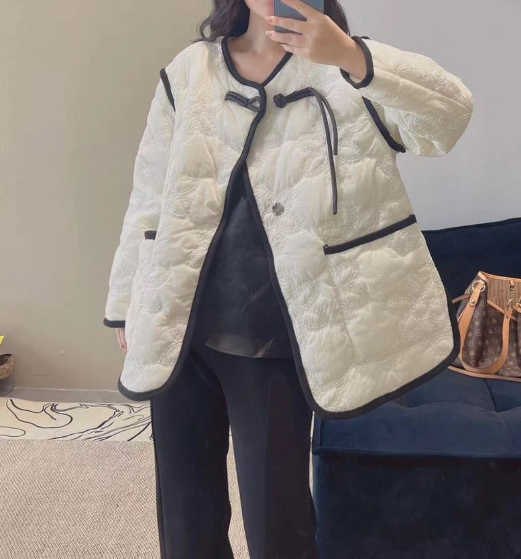 木每原创盘扣新中式棉袄雕花简约文艺轻便棉服气质百搭棉衣女