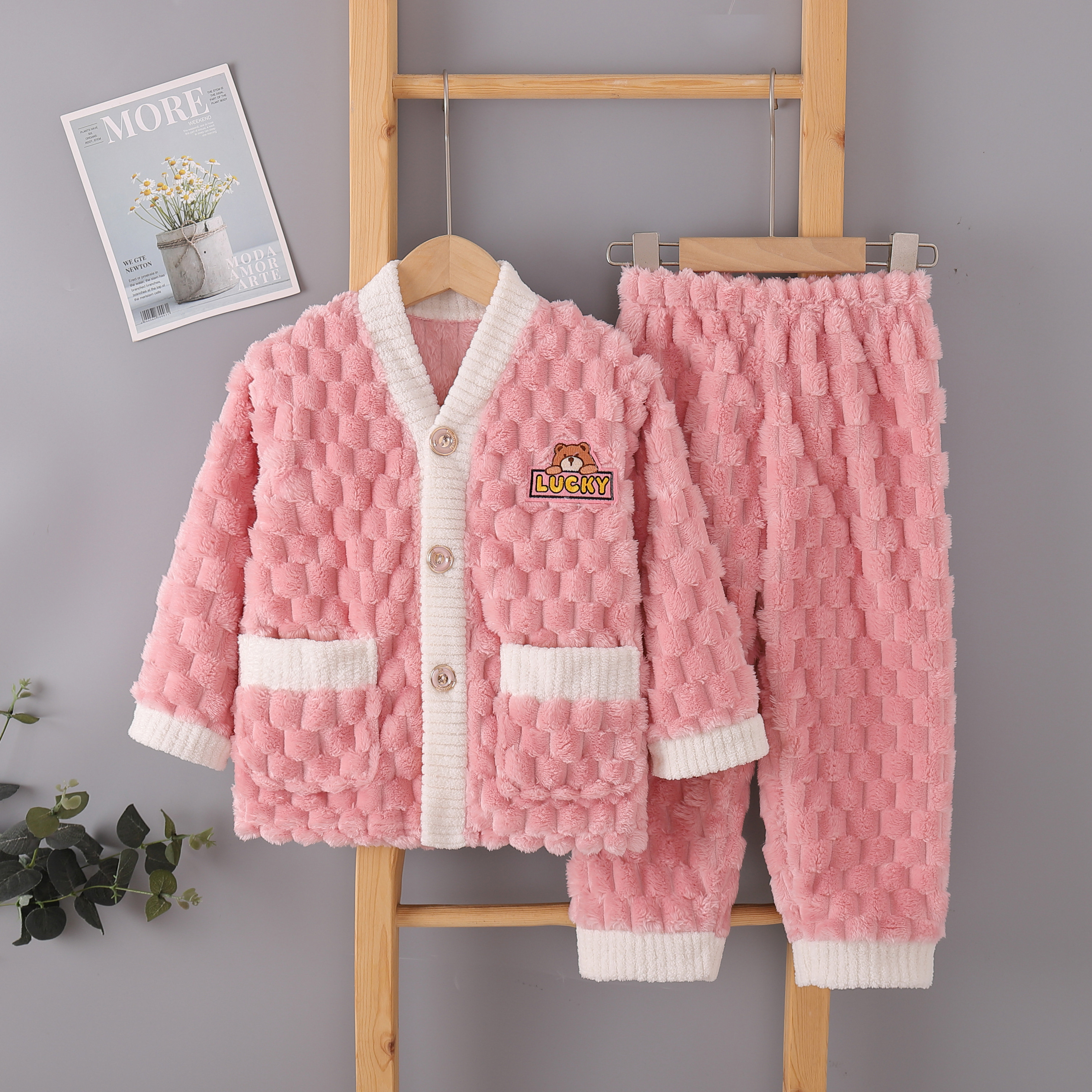 睡衣保暖可外穿儿童家居服法兰绒