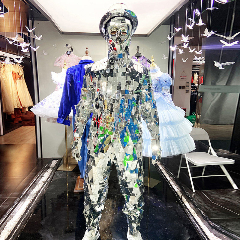 镜面人鬼面人舞团表演舞蹈服装出租舞台晚会演出服镜面人舞蹈租赁