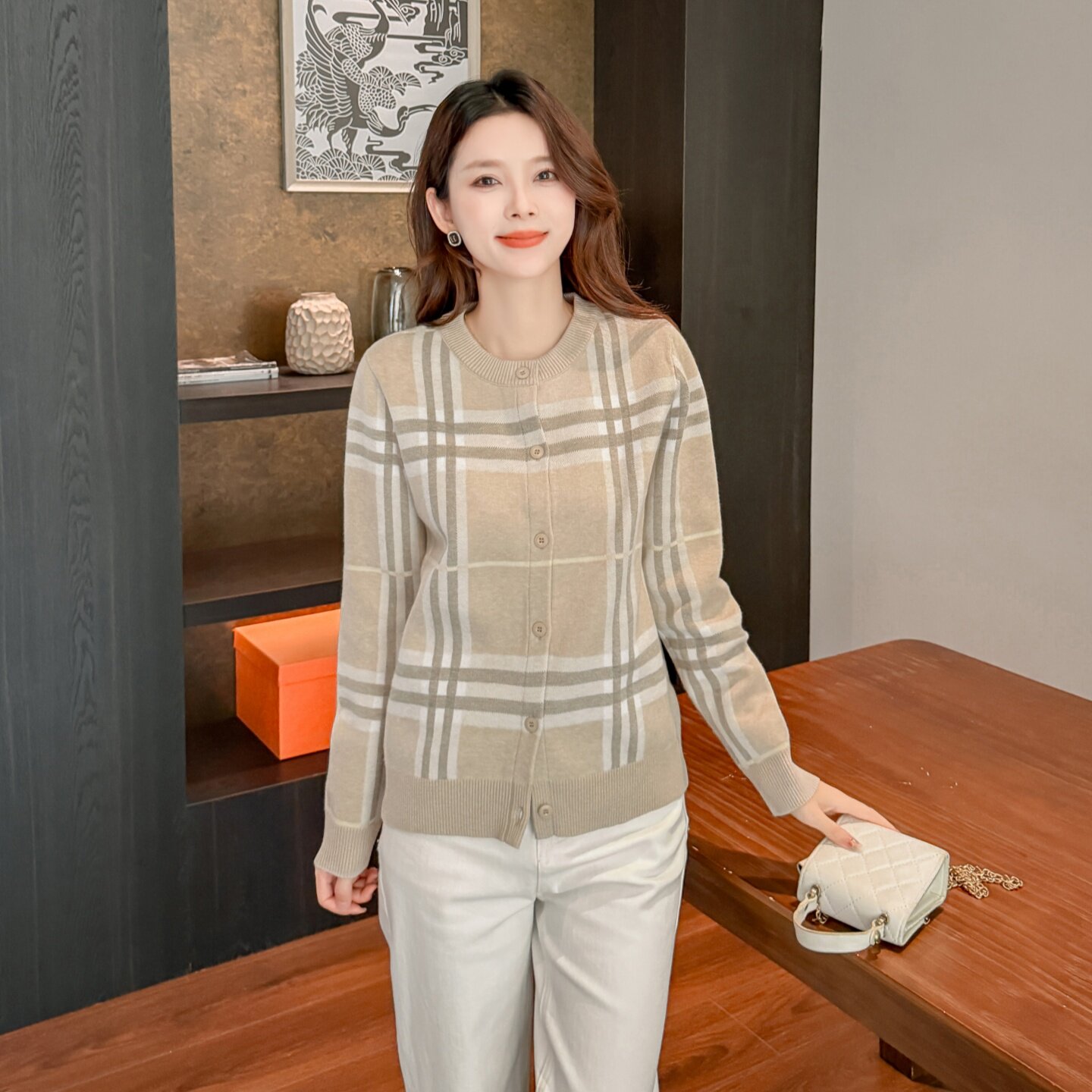 老钱风优雅女针织衫羊毛开衫