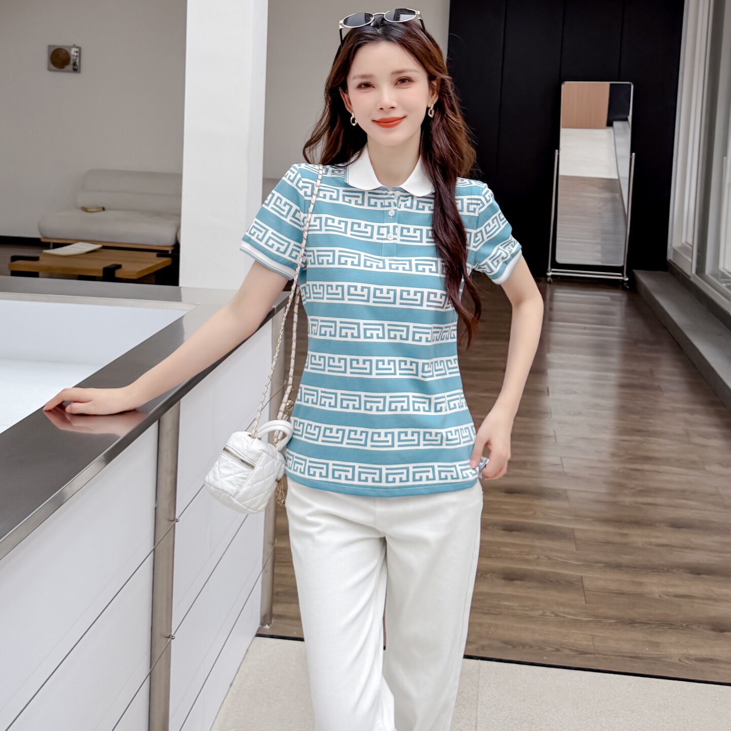 POLO领短袖T恤女夏季显瘦百搭