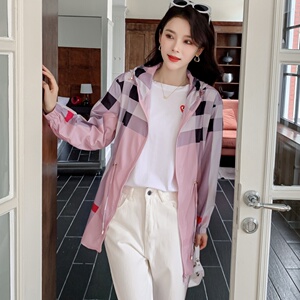 英伦高品质格子中长款单层薄款防晒衣风衣BIABETTY欧美专柜正品