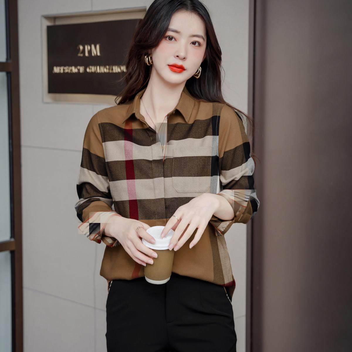 欧美大牌高端女装格子宽松版磨毛长绒棉秋冬衬衫BIABETTY正品