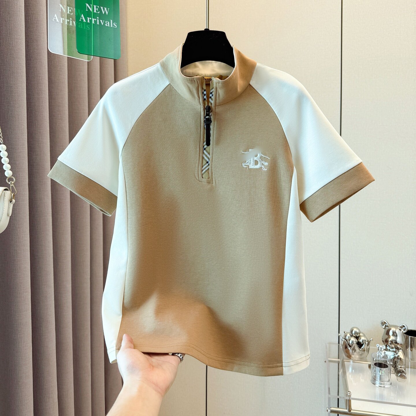 BIABETTY女POLO衫立领半拉链