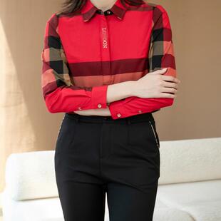 英伦风格子方格高品质女长袖职业装衬衫BIABETTY欧美专柜