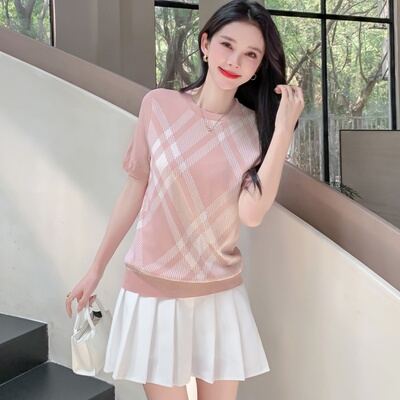 欧美大牌代工奢侈品质女针织短袖