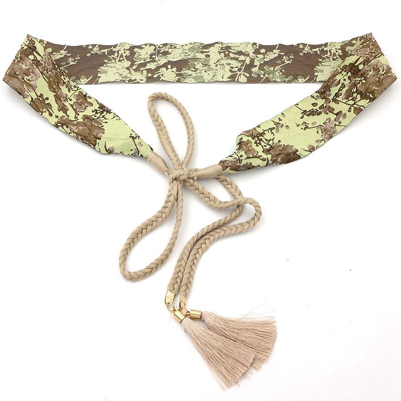 百搭夏季裙子印花布条绑带名族风女式流苏汉服配饰发带腰绳腰带