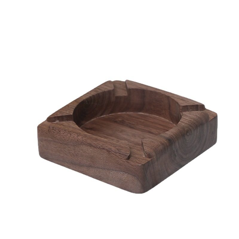 北美黑胡桃木创意烟灰缸一体掏挖桌面装饰私人家用新中式质感烟缸