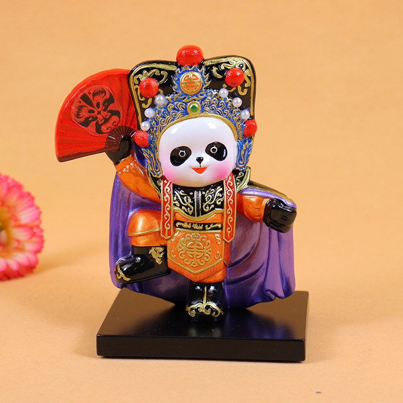 熊猫变脸川剧脸谱摆件特色创意彩绘工艺品摆件单位出国礼品送老外