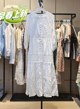 重工刺绣连衣裙，备注尺码S－XL，S胸围90，腰围70，衣长125