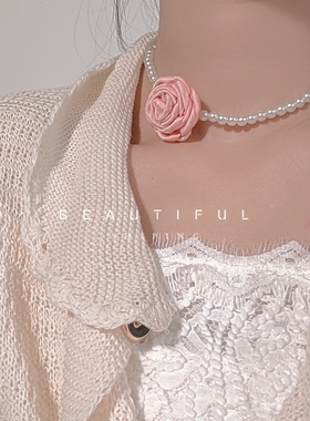 韩版温柔仙气粉色花朵少女甜美