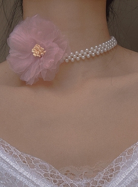 女仙气花朵锁骨链气质