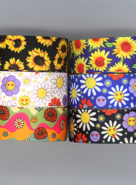 清新花纹印花织带 缎带绸带彩带蝴蝶结DIY卡通印刷罗纹带S18594