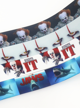 小丑印花织带 缎带 绸带 彩带 蝴蝶结DIY卡通印刷罗纹带S14358