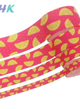 柠檬 印花织带 缎带 绸带 彩带 蝴蝶结DIY卡通印刷罗纹带S11928