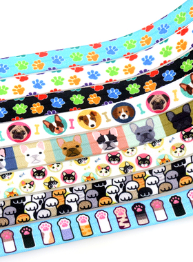 动物 纹印花织带缎带绸带彩蝴蝶结DIY卡通印刷弹力包边带C13452