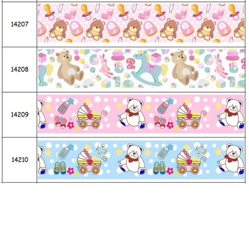 Teddy印花织带 缎带 绸带 彩带 蝴蝶结DIY卡通印刷罗纹带S14207