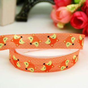 狐狸 发饰发带蝴蝶结DIY卡通印刷FOE弹力包边带7722