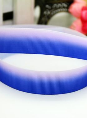 蓝色渐变 印花织带 缎带 绸带 彩带 蝴蝶结DIY卡通印刷罗纹带