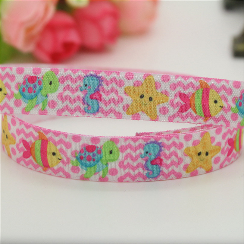 卡通海马 发饰发带蝴蝶结DIY卡通印刷FOE弹力包边带8357