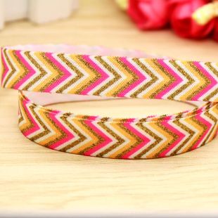 条纹 发饰发带蝴蝶结DIY卡通印刷FOE弹力包边带7635